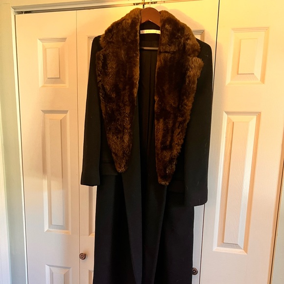 Perry Ellis Wool Jacket Real Fur Collar - Picture 1 of 2